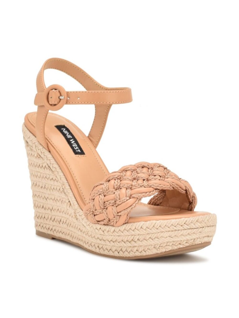 Nine West Womens Woven Wedge Flip Flops Sandals Light Natural Size 10M NWB